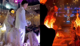 Trang trí đám cưới bằng cỏ lau, cô dâu chú rể 'xanh mặt' suýt thì toang!