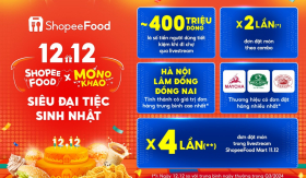 Đẩy mạnh mô hình ăn uống kết hợp giải trí, ShopeeFood 12.12 ghi nhận lượng đơn hàng tăng gấp 4 lần qua livestream