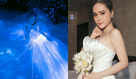 Cận cảnh chiếc váy cưới phát sáng của Đoàn Di Băng, được khen tựa công chúa trong cổ tích đời thường