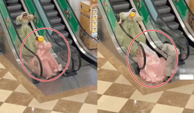 Cô gái bị cuốn váy vào thang cuốn khi 'đu trend' công chúa đi siêu thị, pha xử lý khiến ai cũng thót tim