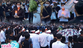 Linh cữu cố nghệ sĩ Chí Tài lên đường đoàn tụ 'chị Bé Heo', đoàn người vẫy tay tiễn biệt và cảm ơn trong nước mắt