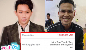 MC Trấn Thành gửi tặng 10 triệu cho anh Nguyễn Ngọc Mạnh, không quan tâm có đỡ trúng bé hay không