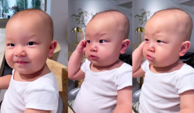 Cưng xỉu loạt biểu cảm của Leon khi được mẹ Hà khen ăn hết 1 quả chuối, ngồi ngay ngắn cực yêu