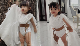 Con gái Đông Nhi cosplay hình ảnh nữ tộc của mẹ trong MV 'Đôi mi em đang u sầu' siêu cưng