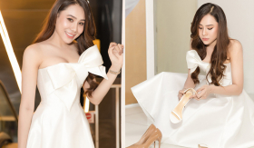 Hồ Bích Trâm dở khóc dở cười khi gặp trục trặc gót giày bị trật gãy giữa sự kiện