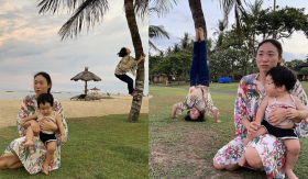 Bộ ảnh bà ngoại lầy lội 'quẫy hết nước' đằng sau con gái và cháu trai: Tâm chưa tịnh xin đừng làm bà ngoại!
