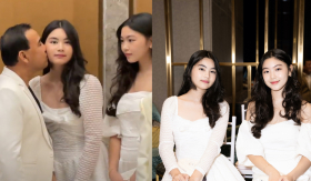 Ái nữ nhà Quyền Linh hiếm hoi dự sự kiện cùng bố, visual cùng chiều cao chuẩn Hoa hậu