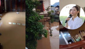 Nhà Hoa hậu Lương Thùy Linh chìm trong nước sau bão số 10: Cảnh tượng tan hoang khó tin