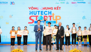 Khởi nghiệp với trà sữa thảo mộc viên nén, nam sinh lên ngôi Quán quân HUTECH Startup Wings 2025