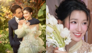 Hé lộ bộ ảnh cưới của Á hậu Phương Nhi và Minh Hoàng, nhan sắc cô dâu gây chú ý trong lễ gia tiên