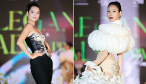 Á hậu Hoàng Thuỳ và Á hậu Quỳnh Anh đọ trình catwalk tại buổi dạ tiệc