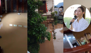 Nhà Hoa hậu Lương Thùy Linh chìm trong nước sau bão số 10: Cảnh tượng tan hoang khó tin