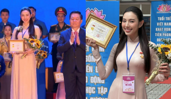 Hoa hậu Thùy Tiên nhận bằng khen Thanh niên tiên tiến làm theo lời Bác toàn quốc