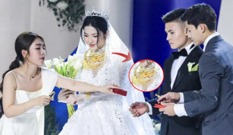 Chu Thanh Huyền bị gãy kiềng vàng trong ngày cưới