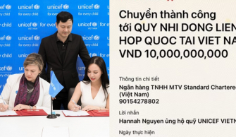 Blogger Hannah Olala chuyển khoản 10 tỷ cho quỹ UNICEF