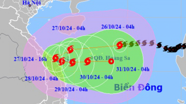 Bão Trami đang lao nhanh vào vùng biển Trung Trung Bộ, mạnh cấp 11 giật cấp 14