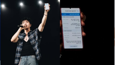 HIEUTHUHAI gây xúc động khi ủng hộ 400 triệu đồng cho miền Trung ngay trên sân khấu