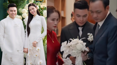 Giây phút xúc động khi bố Hoa hậu Đỗ Thị Hà dắt tay chàng rể “thiếu gia”