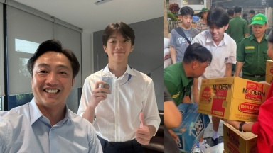 Mới 15 tuổi, con trai Cường Đô La - Hồ Ngọc Hà đã tự tay giúp đỡ bà con vùng lũ khiến netizen ngưỡng mộ