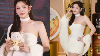 Luna Đào gây chú ý với nhan sắc nổi bật như 'búp bê sống' khi xuất hiện bên cạnh 2 hoa hậu nhất nhì Vbiz