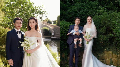 Hồ Quang Hiếu và Tuệ Như hạnh phúc bên con trai trong ảnh cưới