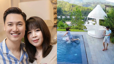 Clip Mạnh Trường đẩy vợ ngã xuống bể bơi gây xôn xao mạng xã hội