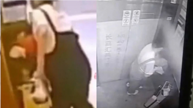 Kéo vali vào trong thang máy, người phụ nữ bị camera ghi lại tội ác đáng sợ