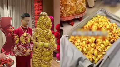 Cô dâu xâu vàng thành chuỗi đeo kín từ đầu đến chân, sự thật phía sau khiến ai cũng kinh ngạc