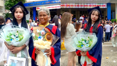 Xúc động khoảnh khắc cô gái Jrai mặc áo cử nhân cho mẹ trong ngày tốt nghiệp