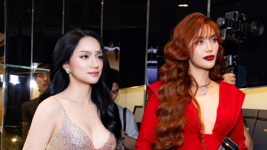 Hương Giang, Lan Khuê đọ sắc khi chung khung hình, netizen tấm tắc khen dâu hào môn hợp son đỏ