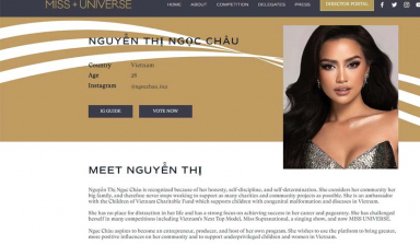 Hình ảnh profile của Hoa hậu Ngọc Châu chính thức xuất hiện trên trang chủ Miss Universe