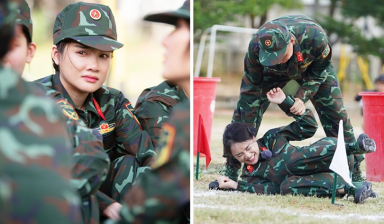 Nhã Phương ngã xiêu vẹo trong 'Sao nhập ngũ' vẫn nhắc ông xã Trường Giang phải tự hào về mình