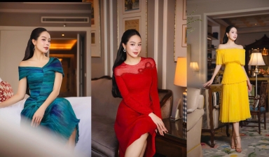 Hoa hậu Thanh Thủy rạng rỡ trong BST Tết 2026 của NTK Lê Thanh Hòa