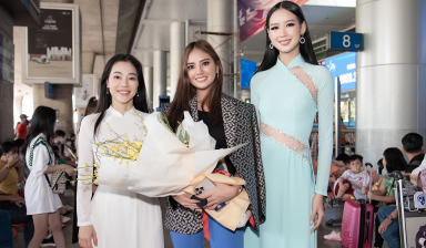 Á hậu Bảo Ngọc nổi bật với chiều cao 1m85 khi đứng cạnh Miss Intercontinental
