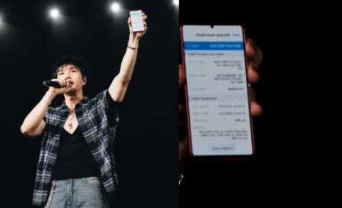 HIEUTHUHAI gây xúc động khi ủng hộ 400 triệu đồng cho miền Trung ngay trên sân khấu