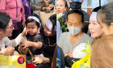 Sao nữ được con trai Quý Bình gọi là 'má' xuất hiện tại lễ thủy táng, thái độ vợ cố diễn viên gây chú ý