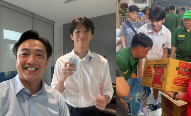 Mới 15 tuổi, con trai Cường Đô La - Hồ Ngọc Hà đã tự tay giúp đỡ bà con vùng lũ khiến netizen ngưỡng mộ