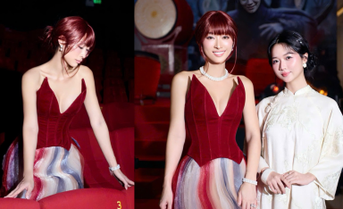 Quỳnh Thy ghi điểm visual tại họp báo “hoàng tử quỷ” với thiết kế từng được mỹ nhân Hong Kong diện