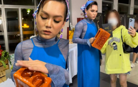 Phạm Thoại mang cả gạch ống lên thảm đỏ chung khảo Miss Grand Vietnam 2022