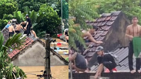 40 học sinh Nghệ An trèo lên mái nhà chen chúc cầu cứu do nước lũ dâng cao, không kịp chạy thoát