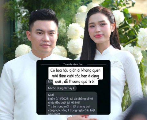 Hoa hậu Đỗ Thị Hà gây xôn xao mạng vì đoạn tin nhắn mời cưới gửi bạn cũ