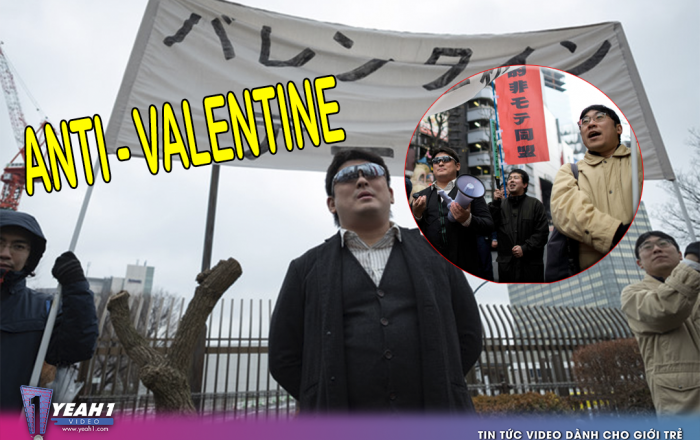 Thanh niên Nhật biểu tình đòi đập tan Valentine:'Âu yếm nơi công cộng là khủng bố'