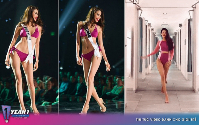 4 năm sau Miss Universe, Phạm Hương mặc bikini tái hiện màn catwalk 'mình xà' gây tranh cãi