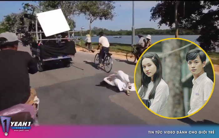Lộ clip 'Hà Lan' Trúc Anh gặp tai nạn ngã xe ở hậu trường 'Mắt Biếc', dân tình đau xót cho cô gái