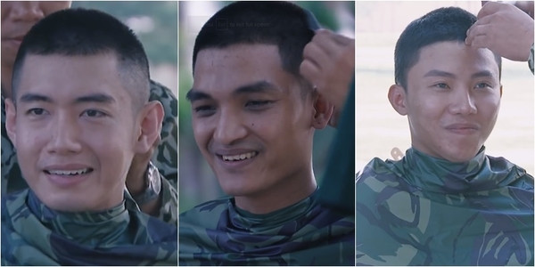 Biểu cảm khó đỡ của Mạc Văn Khoa khi bị cắt tóc 3 phân trong quân ngũ