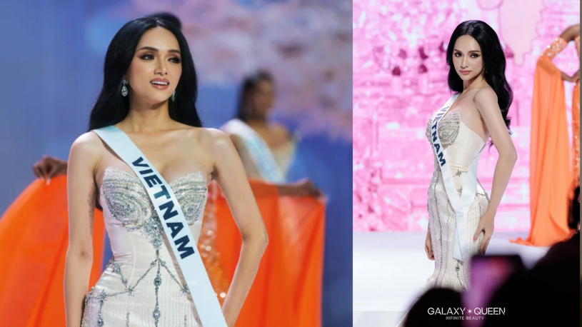 Hương Giang tự hào đeo sash Việt Nam, gặp sự cố nhỏ tại Miss Universe 2025