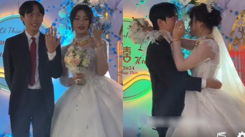 Đám cưới 'cụ Phến' Phạm Vinh, vàng đeo trĩu cổ nhưng cô dâu chú rể lúng túng vì yêu cầu của MC