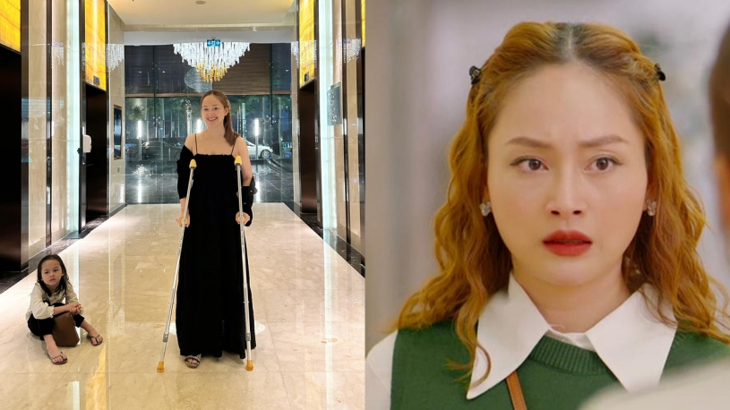 Lan Phương bị thương ở chân, chống nạng vẫn muốn quay 'Gia đình mình vui bất thình lình'