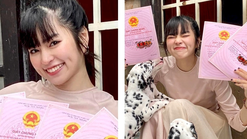 Khánh Vân 'Mắt biếc' khoe tự lì xì 4 sổ hồng đầu năm mới khiến netizen trầm trồ ngưỡng mộ