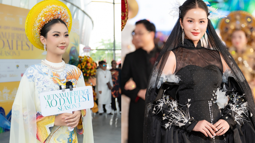 Hoa hậu Miss Cosmo Vietnam Phương Linh đọ sắc cùng dàn hậu tại Vietnam Heritage Áo dài Fest mùa 3